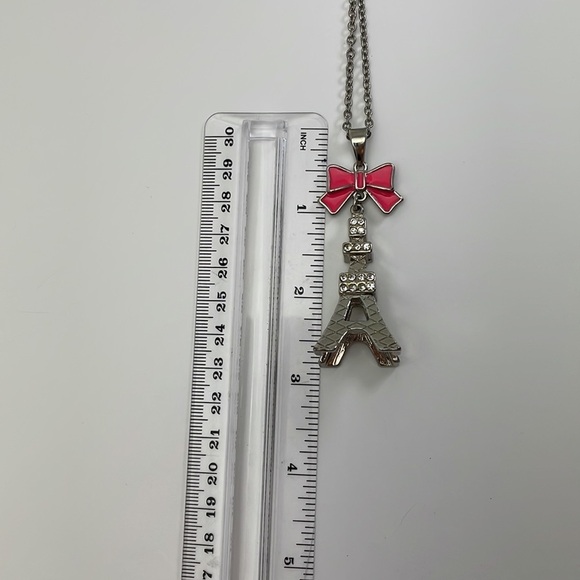 Born to Rule Pink Bow Eiffel Tower Necklace - Picture 10 of 13